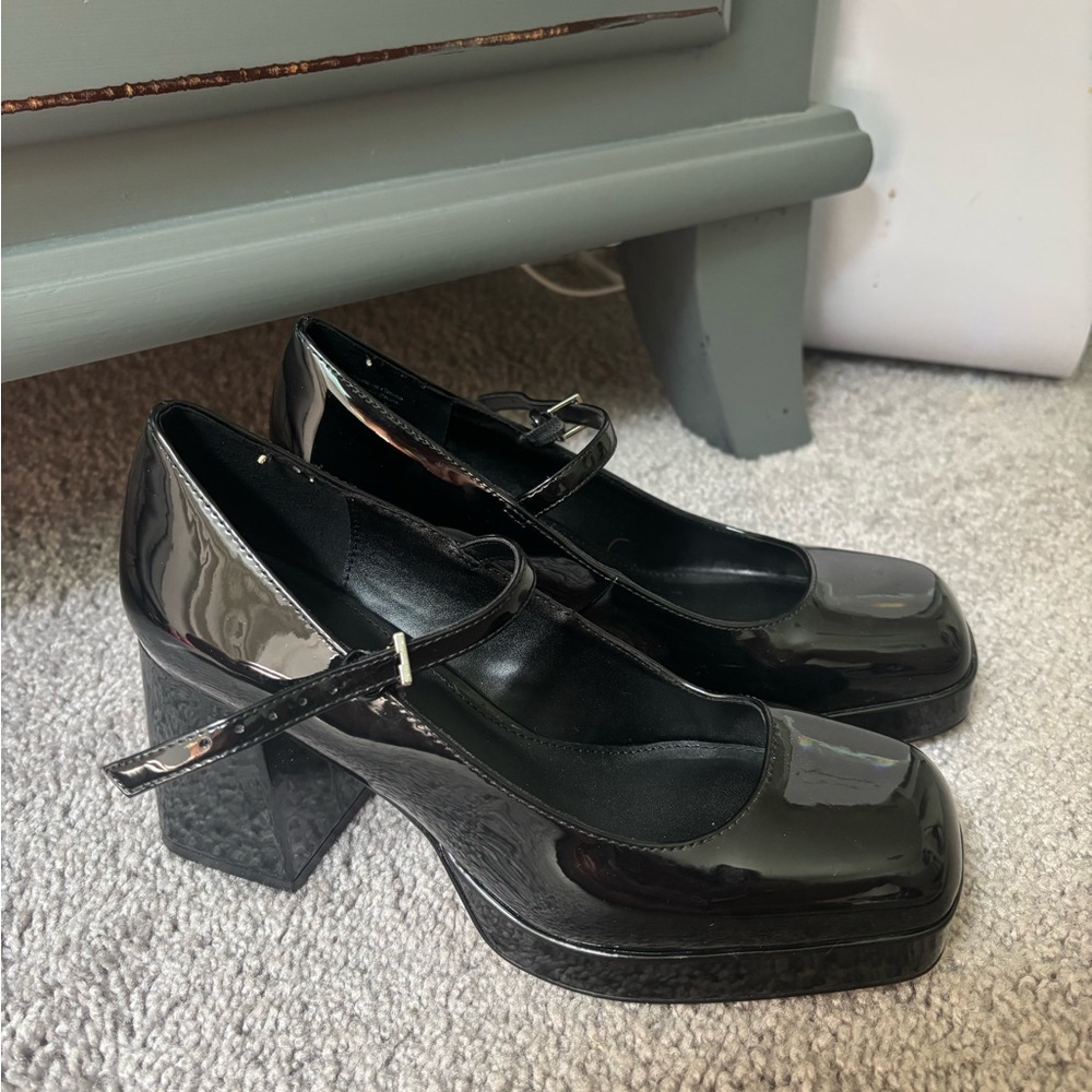 ALDO Black Patent Leather Mary Jane Heels